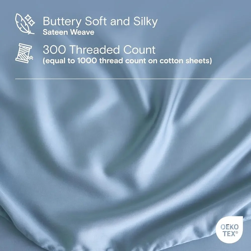 NWT Sijo DOZ Bamboo Sheet Set 3 PC -2 Pillowcases 1 Fitted Sheet Blue Cali King